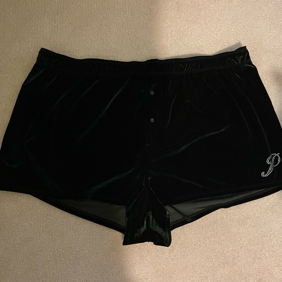 PINK Victoria's Secret Other - VS. PINK bling dark green velvet sleep shorts XXL like new